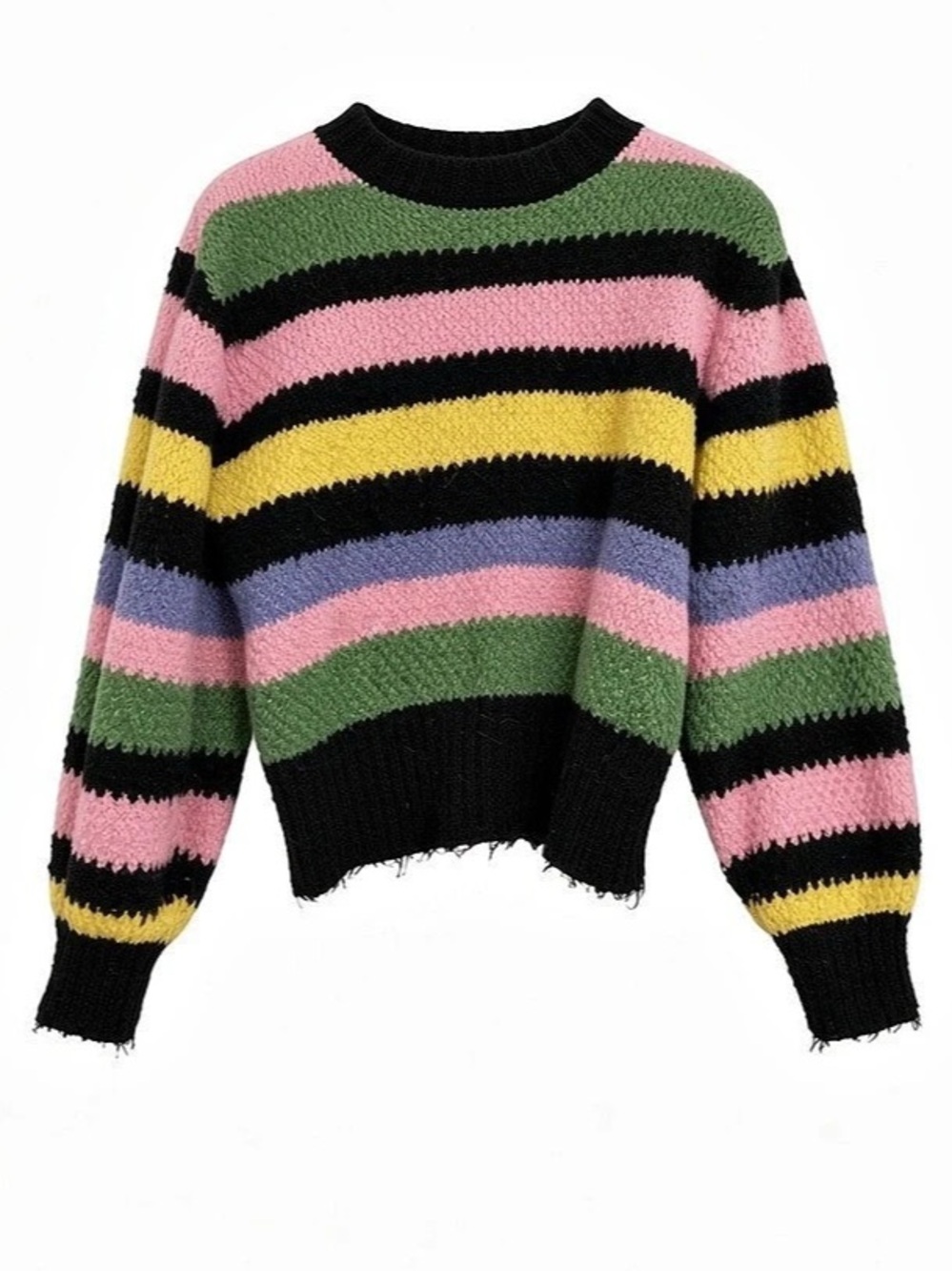 ONLY Striped Sweater in Green & Pink Size Small Like New